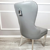 Set of 2 Mayfair Leather Dining Chairs ALL Light Grey Plain Back/Square Knocker
